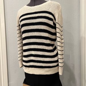 AnnTaylor, classy stylish light ivory sweater with black stripes